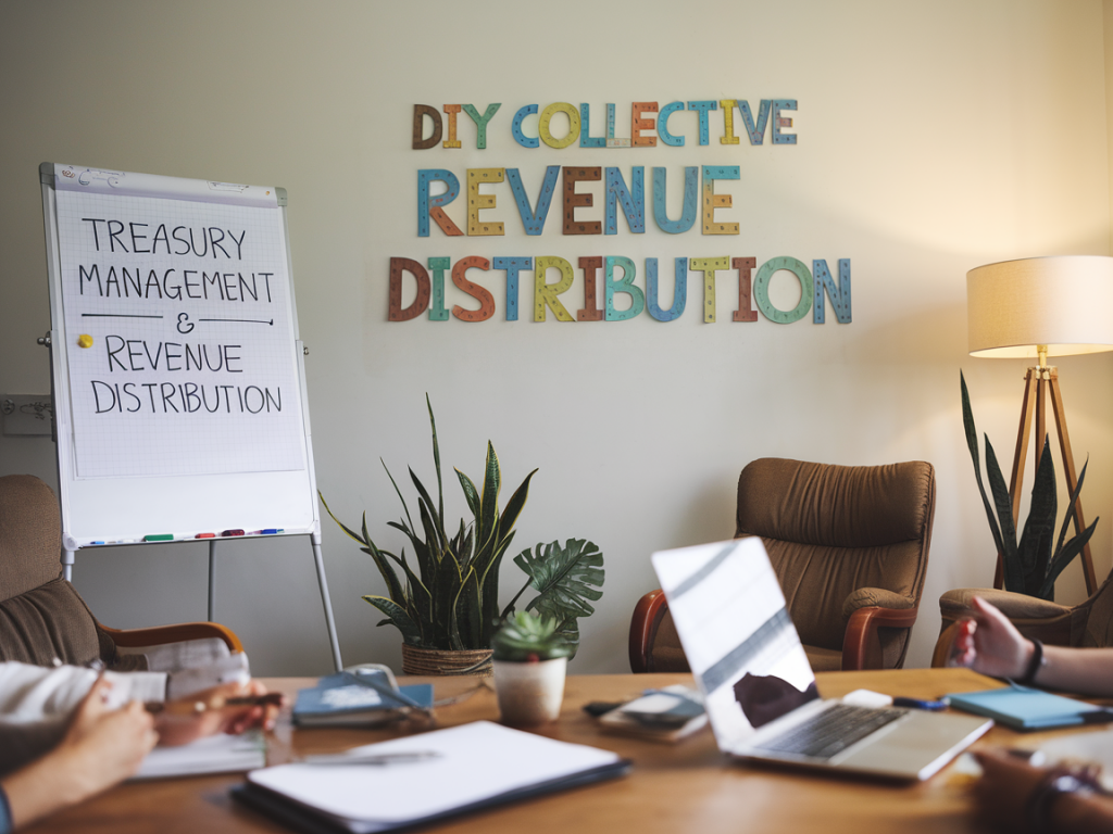 comment un collectif DIY gère la trésorerie et la répartition des revenus sans structure juridique lourde
